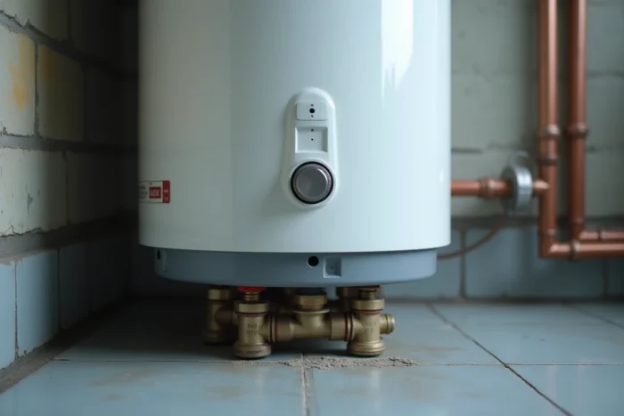 Détail de la tige magnésium et de la soupape d'un chauffe-eau électrique entartré