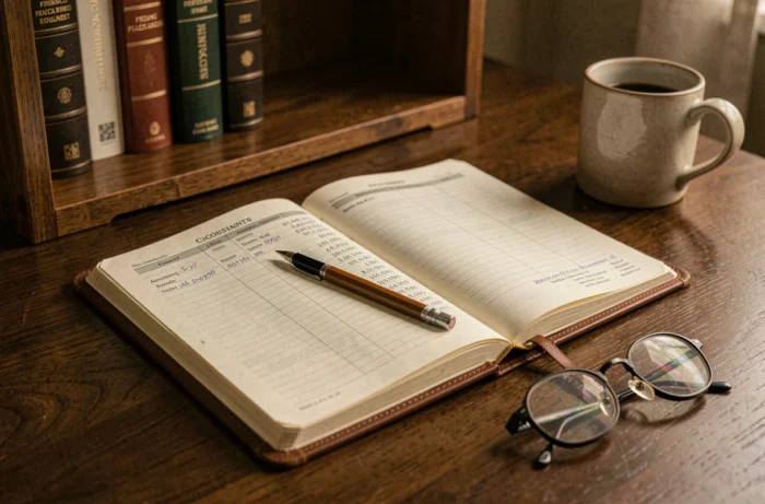Grand livre comptable ouvert avec codes de comptes pour contrat de capitalisation