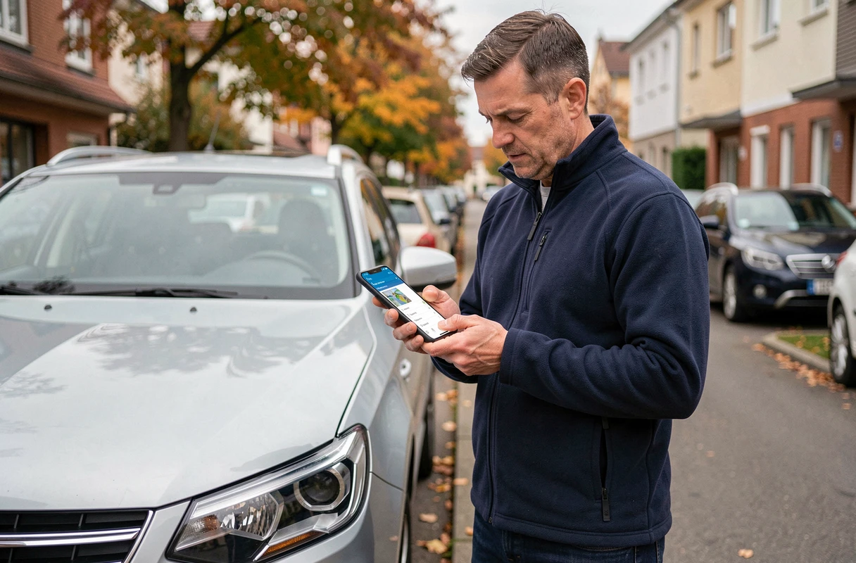 Homme consultant les paramètres de l'application Mappy sur smartphone pour activer le son du guidage vocal en extérieur