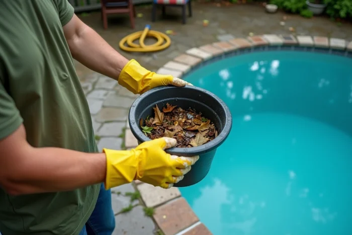Entretien du panier de skimmer d'une piscine pour maintenir une eau propre et cristalline