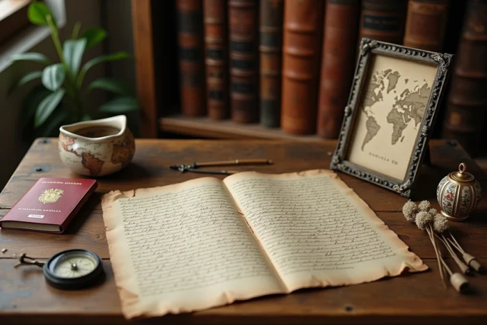 Collection d'objets patrimoniaux et documents généalogiques évoquant les origines et l'histoire familiale de Jules Torres